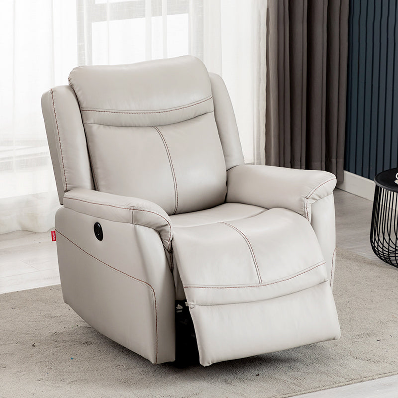 Swivel Rocker Metal Frame Standard Recliner Solid Color Leather Recliner Chair