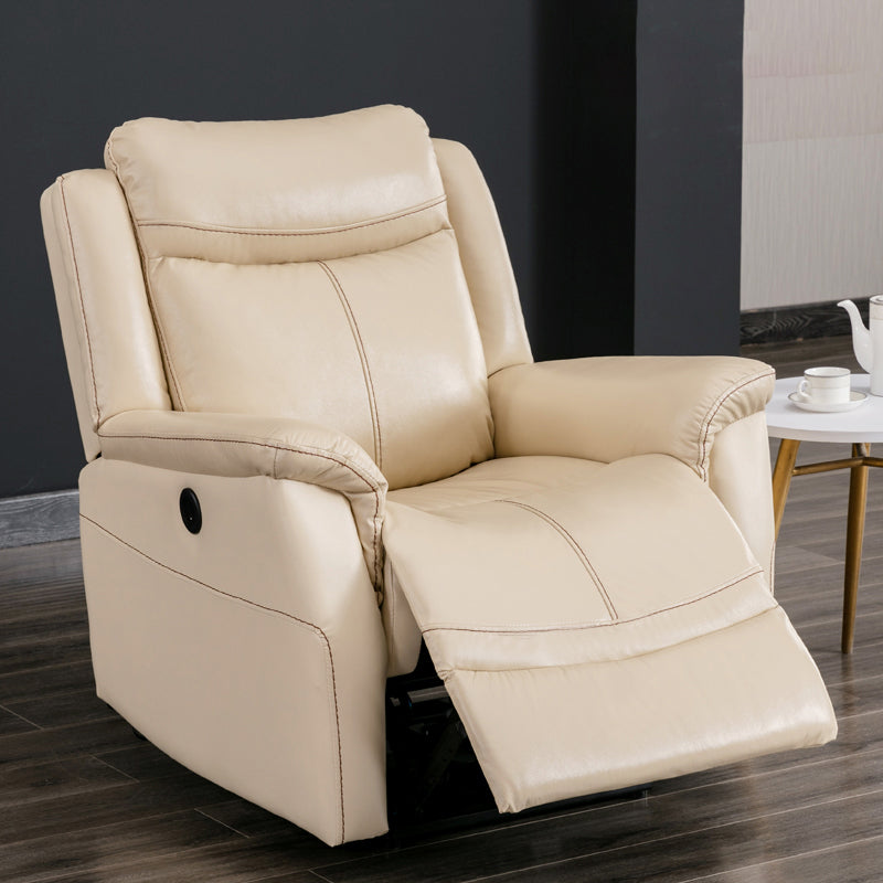 Swivel Rocker Metal Frame Standard Recliner Solid Color Leather Recliner Chair