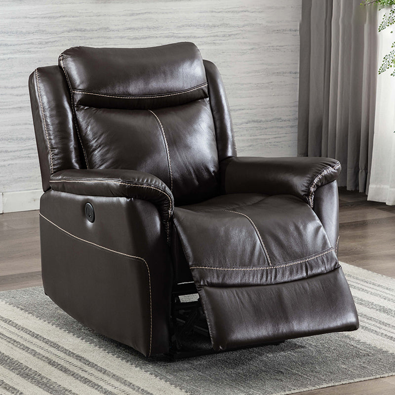 Swivel Rocker Metal Frame Standard Recliner Solid Color Leather Recliner Chair