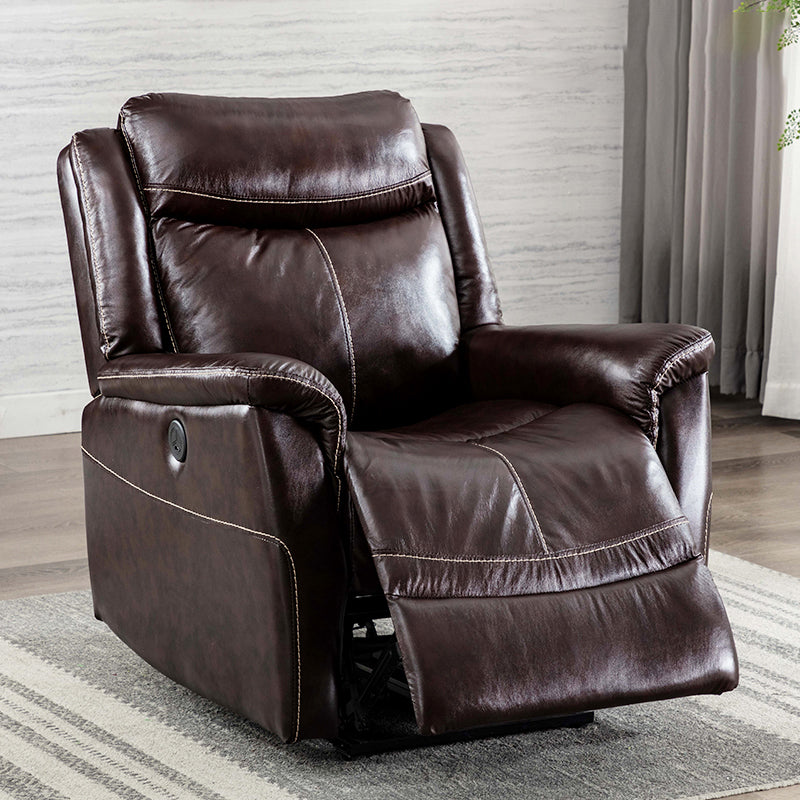 Swivel Rocker Metal Frame Standard Recliner Solid Color Leather Recliner Chair