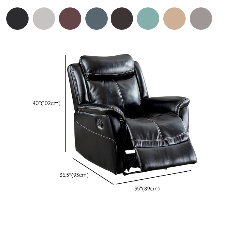 Swivel Rocker Metal Frame Standard Recliner Solid Color Leather Recliner Chair