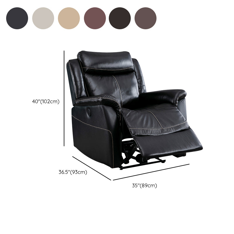 Swivel Rocker Metal Frame Standard Recliner Solid Color Leather Recliner Chair