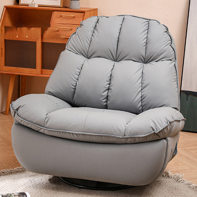 Metal Frame Swivel Rocker Standard Recliner Solid Color Faux Leather Recliner Chair