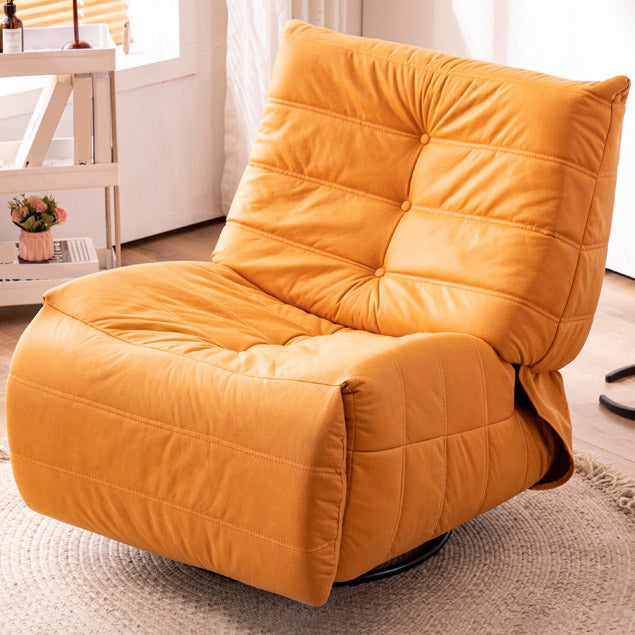 Swivel Rocker Standard Recliner Manual-Handle Faux Leather Recliner Chair