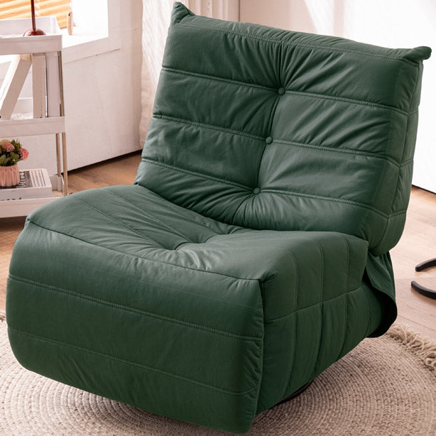 Swivel Rocker Standard Recliner Manual-Handle Faux Leather Recliner Chair