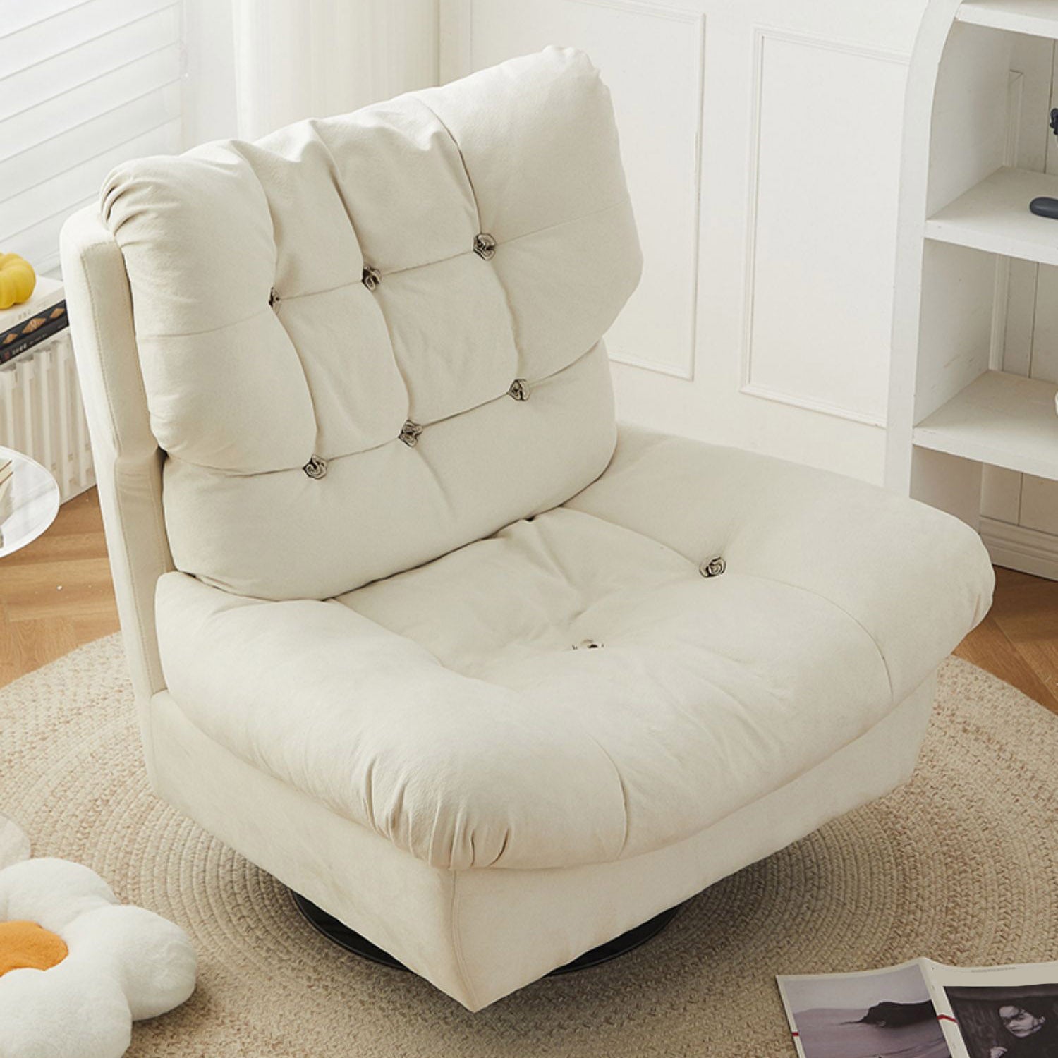 Swivel Recliner Chair Solid Color Standard Recliner Chair with Tufted Back