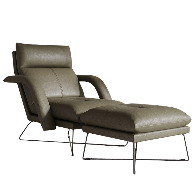 Metal Frame Standard Recliner Solid Color Leather Recliner Chair with Ottoman