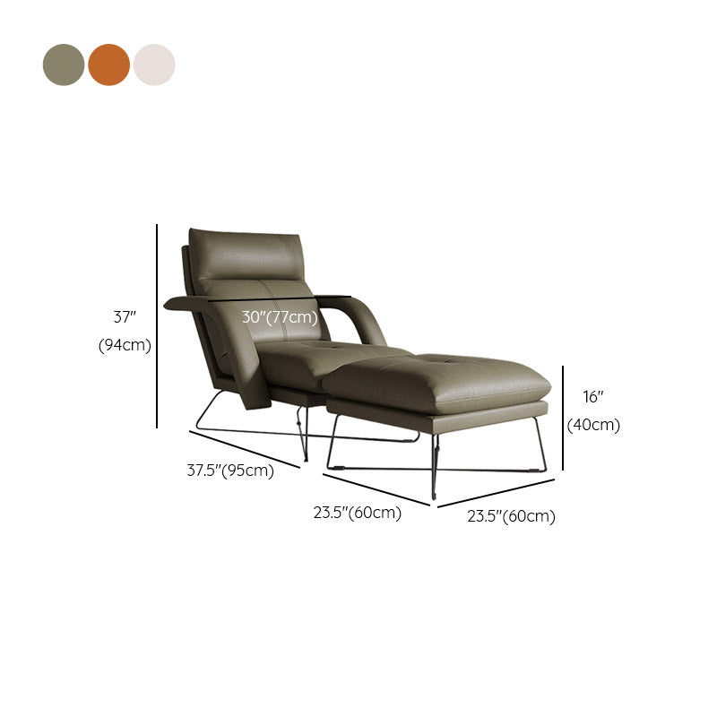 Metal Frame Standard Recliner Solid Color Leather Recliner Chair with Ottoman