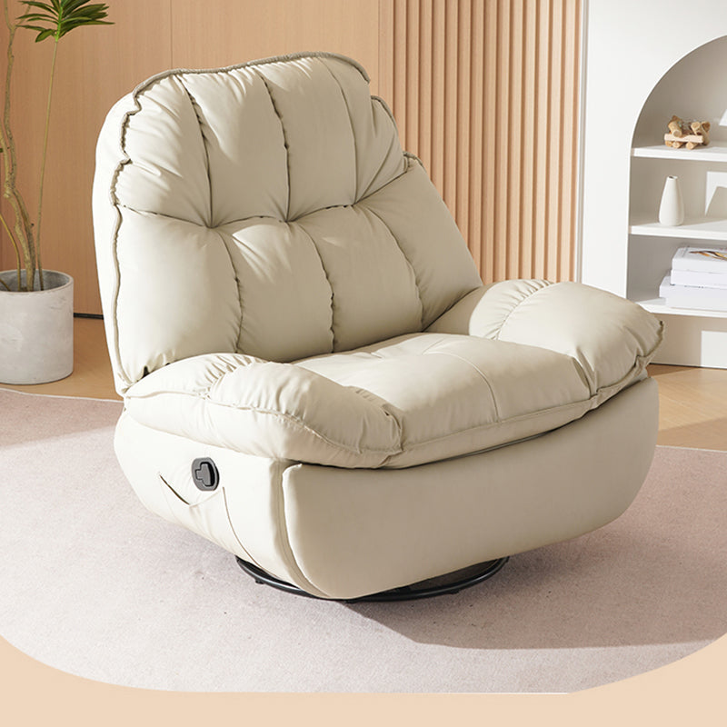 Metal Frame Manual-Handle Standard Recliner Solid Color Faux Leather Recliner Chair