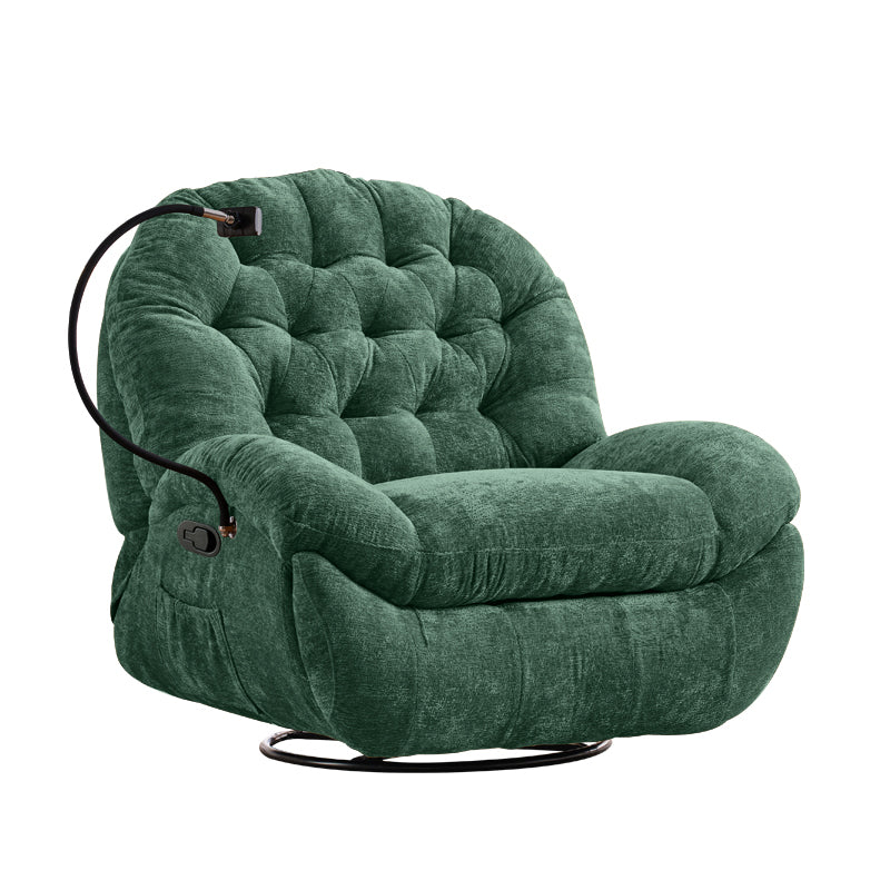 Metal Frame Swivel Rocker Standard Recliner Solid Color Recliner Chair with Tufted Back