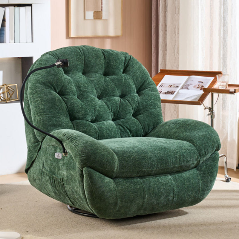 Metal Frame Swivel Rocker Standard Recliner Solid Color Recliner Chair with Tufted Back