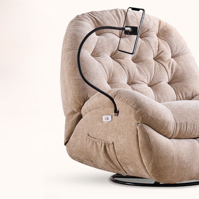 Metal Frame Swivel Rocker Standard Recliner Solid Color Recliner Chair with Tufted Back