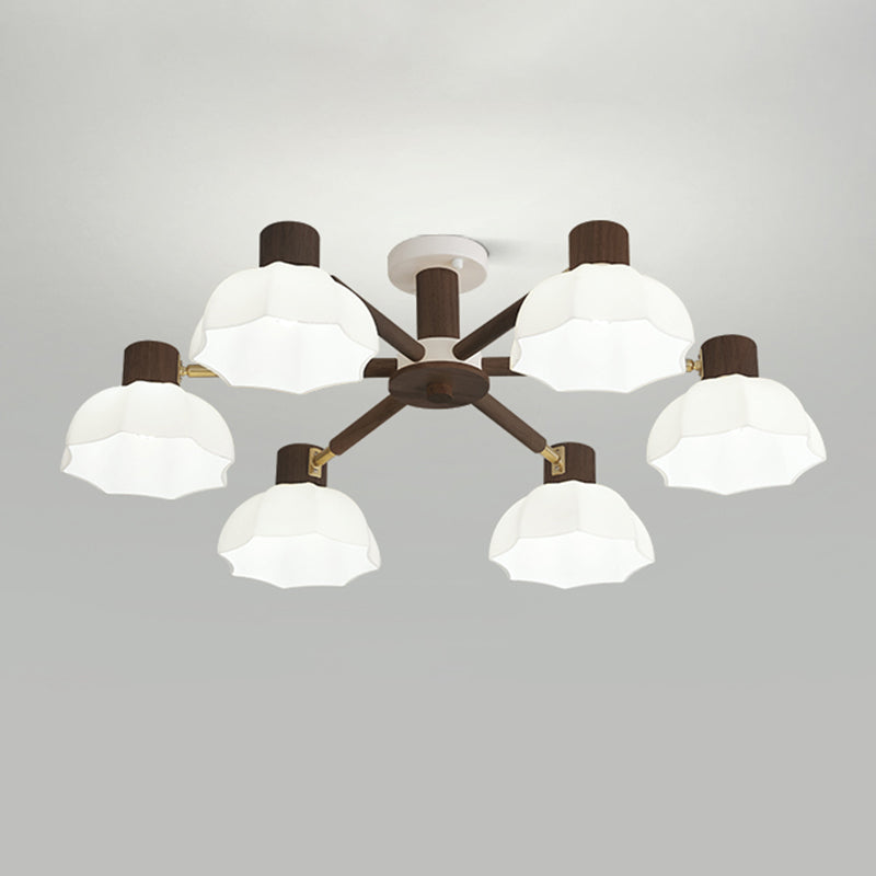 Bowl Shape Glass Flush Light Modern Style 6 Lights Flush Mount Fixture