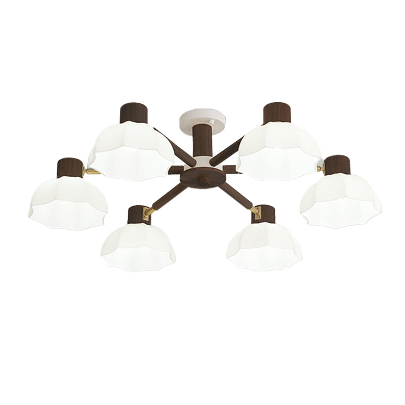 Bowl Shape Glass Flush Light Modern Style 6 Lights Flush Mount Fixture