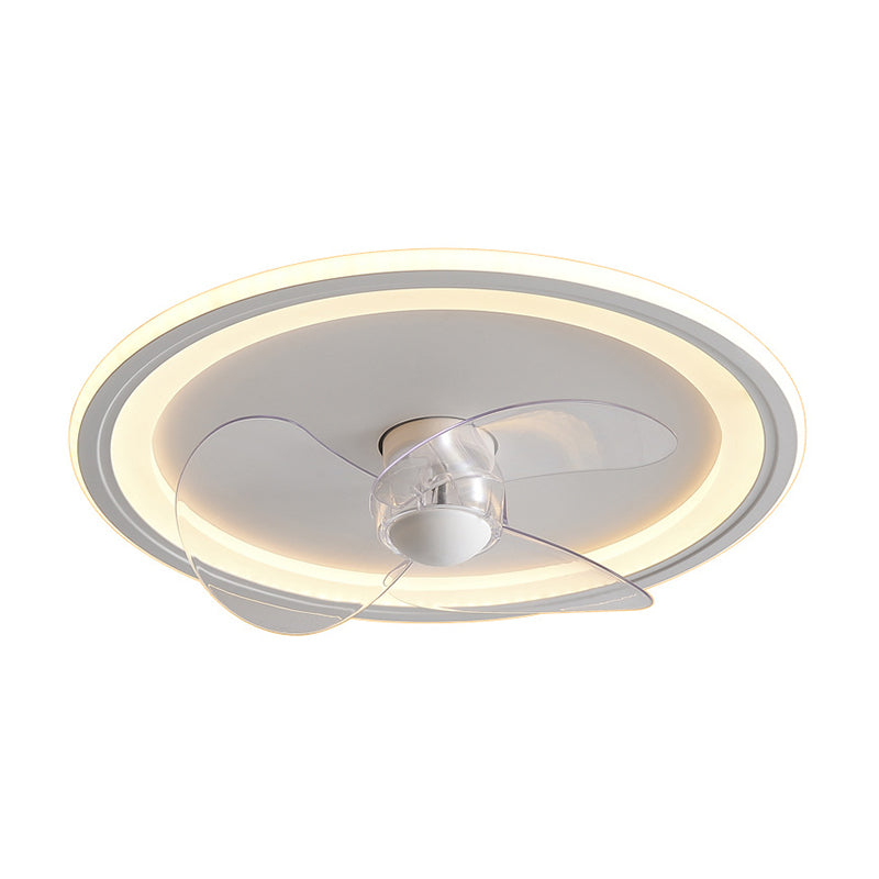 Nordic Style LED Ceiling Fan Metal Round Fan Lighting in White