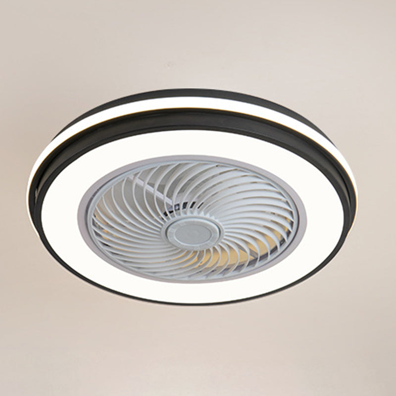 5-Blade Ceiling Fan Metallic Modernism White/Black Fan with Light for Hallway