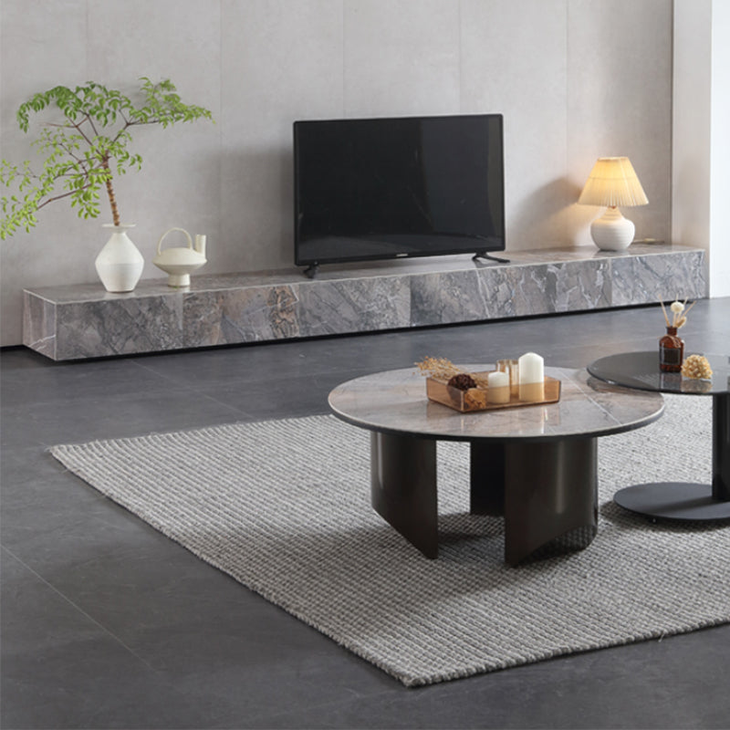 Brown Stone TV Stand Console Contemporary Media Console with Drawers