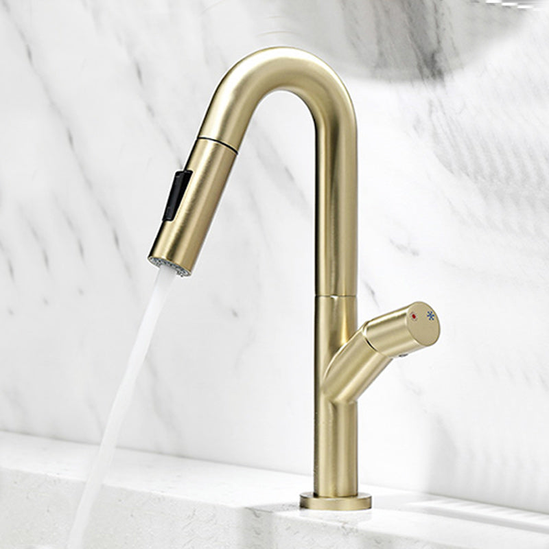 Knob Handle Pull Faucet Brass Deck Mounted Bathroom Sink Faucet