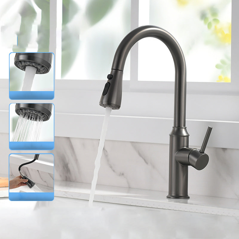 Modern Pull Out Single Rotary Switch Kitchen Faucet High Profile Faucet