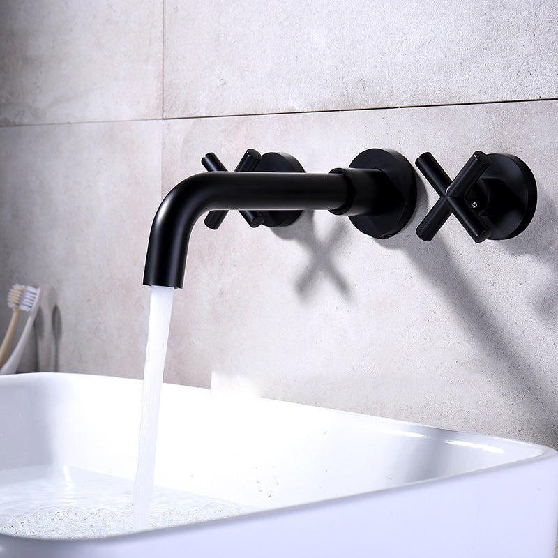 Modern Circular Bathroom Sink Faucet with 2 Handles Wall Mounted Bathroom Faucet