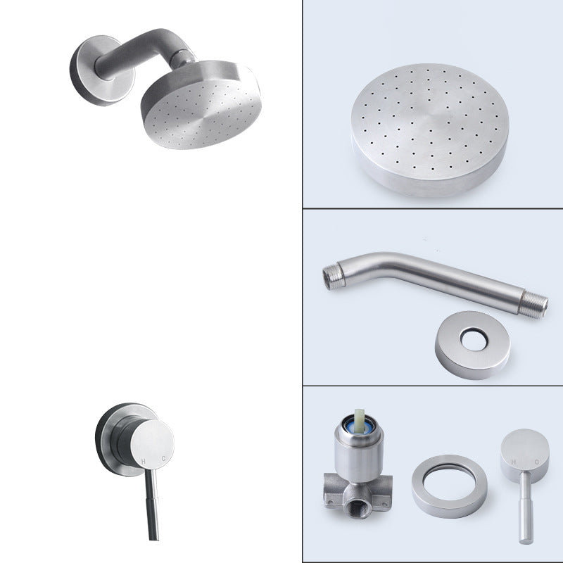 Stainless Steel Shower Combo Round Fixed Shower Head with Shower Arm