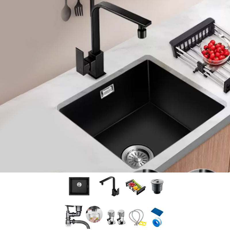 Black Kitchen Sink Ceramic Pull-out Faucet Anti-spill Rod Handle Sink