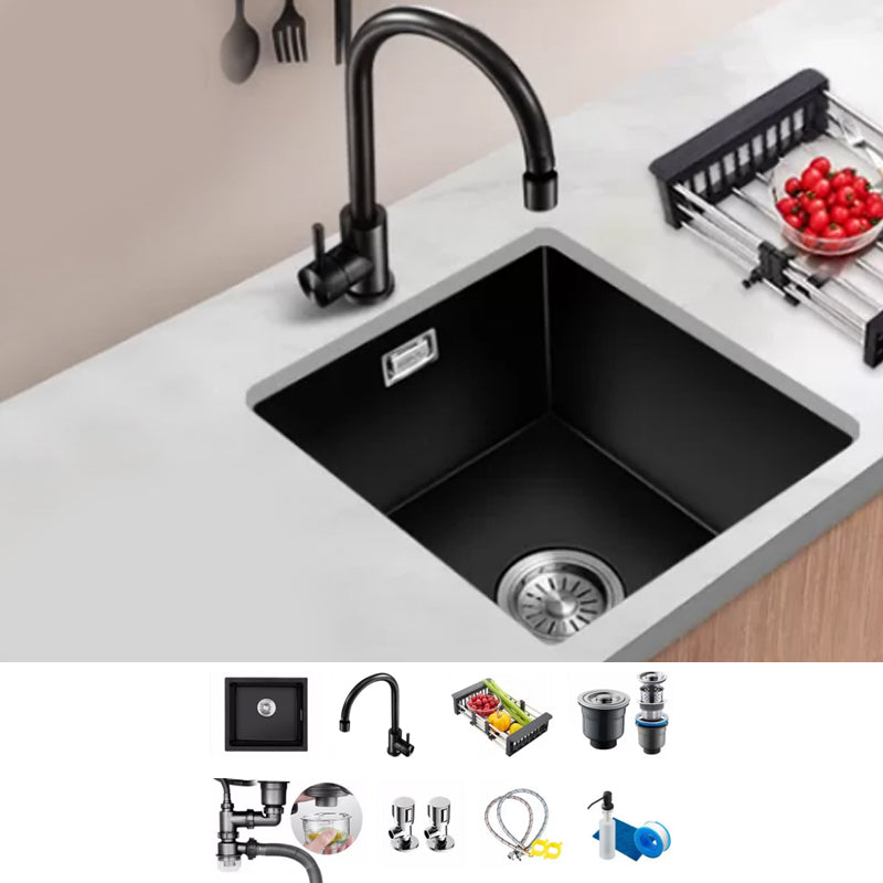 Black Kitchen Sink Ceramic Pull-out Faucet Anti-spill Rod Handle Sink