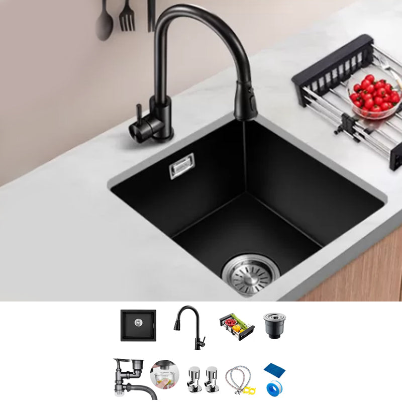 Black Kitchen Sink Ceramic Pull-out Faucet Anti-spill Rod Handle Sink