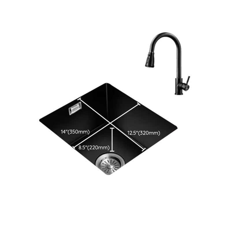 Black Kitchen Sink Ceramic Pull-out Faucet Anti-spill Rod Handle Sink