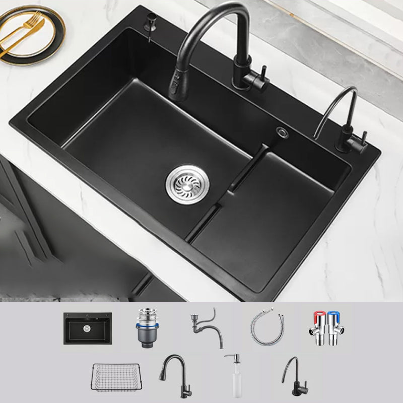 Modern Kitchen Sink White Pull-out Faucet Rectangular Anti-spill Kitchen Sink