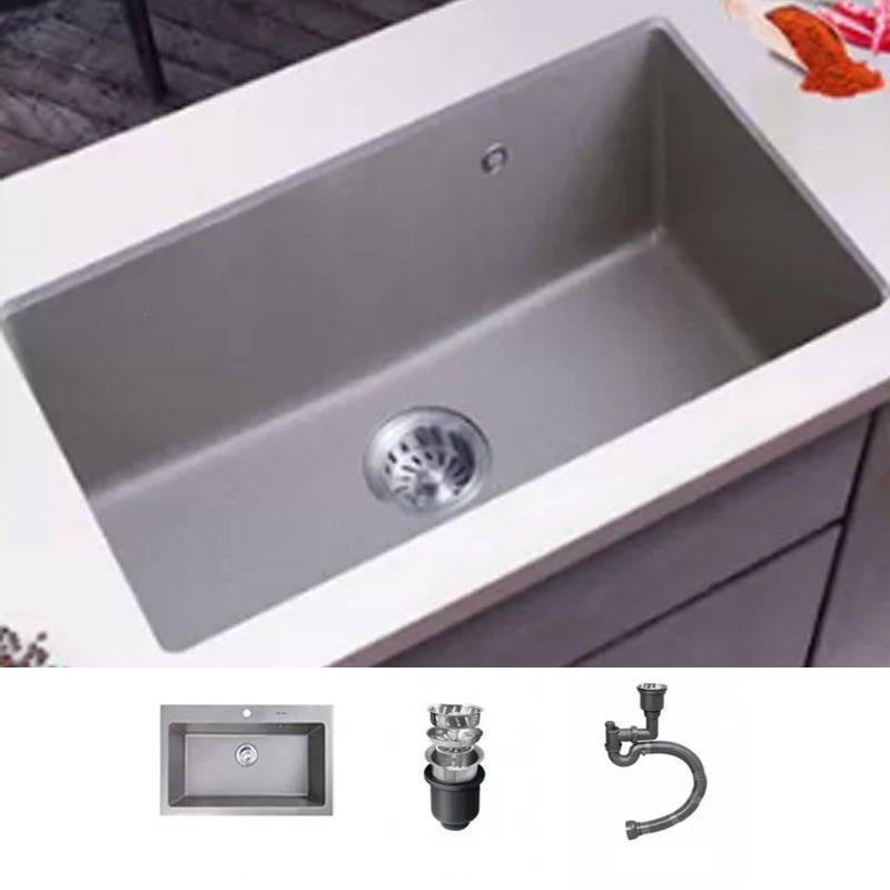 Modern Kitchen Sink Rectangular Grey Faucet Pull-out Anti-spill Sink