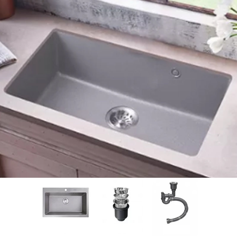 Modern Kitchen Sink Rectangular Grey Faucet Pull-out Anti-spill Sink