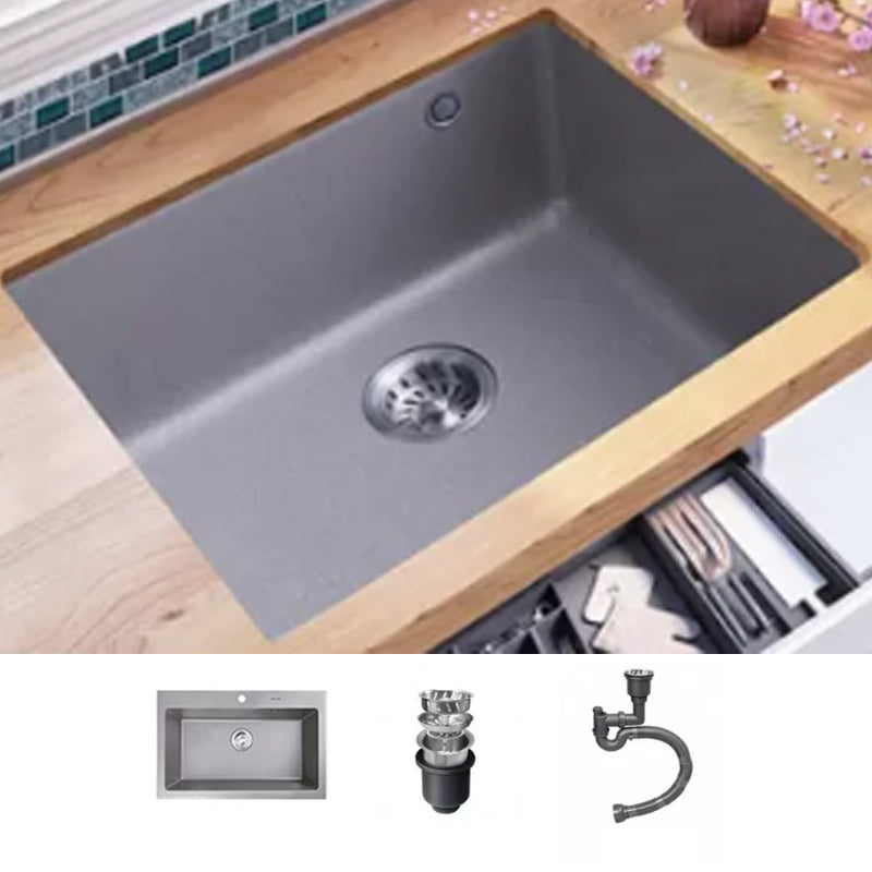 Modern Kitchen Sink Rectangular Grey Faucet Pull-out Anti-spill Sink