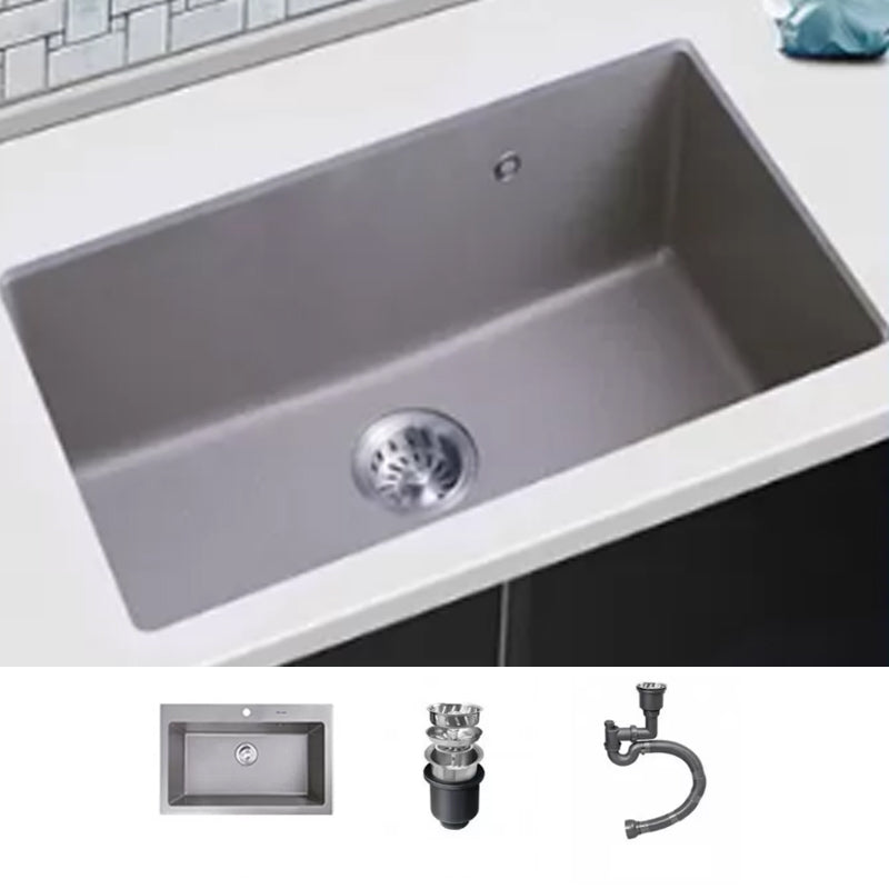 Modern Kitchen Sink Rectangular Grey Faucet Pull-out Anti-spill Sink