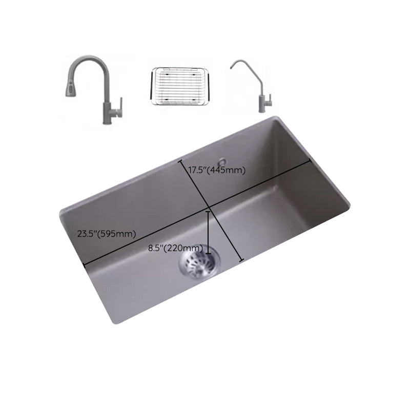 Modern Kitchen Sink Rectangular Grey Faucet Pull-out Anti-spill Sink