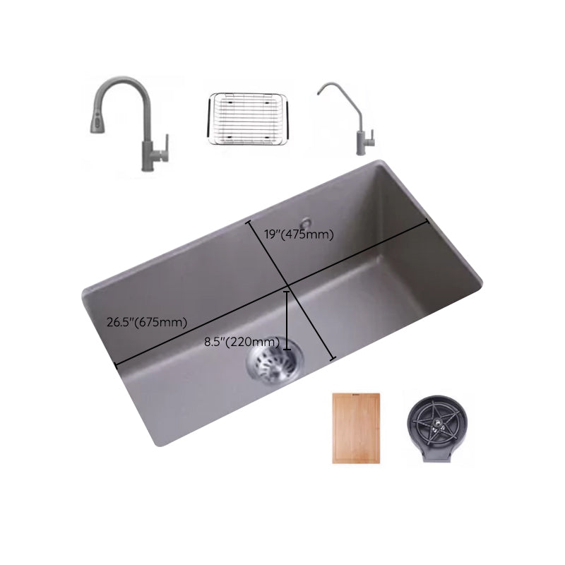 Modern Kitchen Sink Rectangular Grey Faucet Pull-out Anti-spill Sink