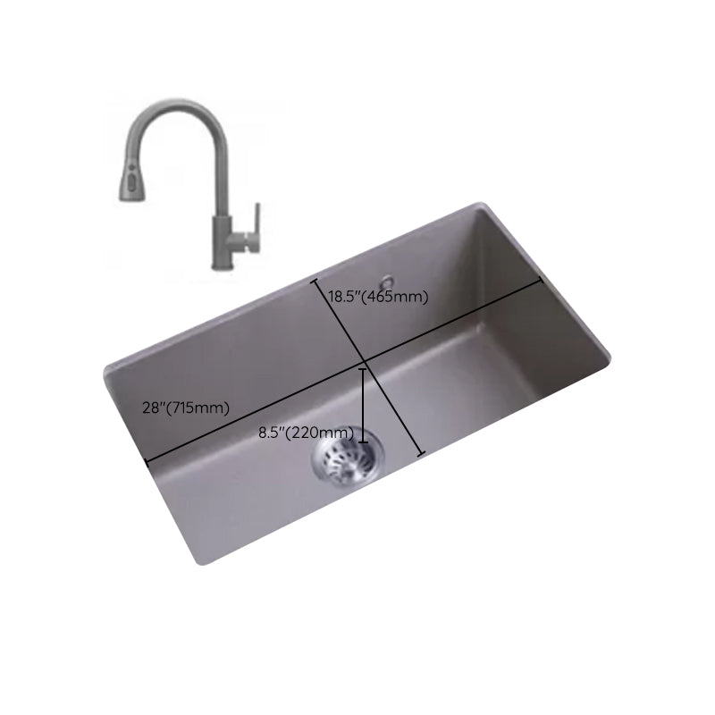 Modern Kitchen Sink Rectangular Grey Faucet Pull-out Anti-spill Sink