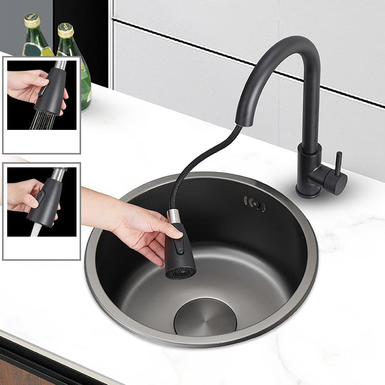 Kitchen Sink Round Single Bowl Fade Resistant Undermount Stainless Steel Kitchen Sink