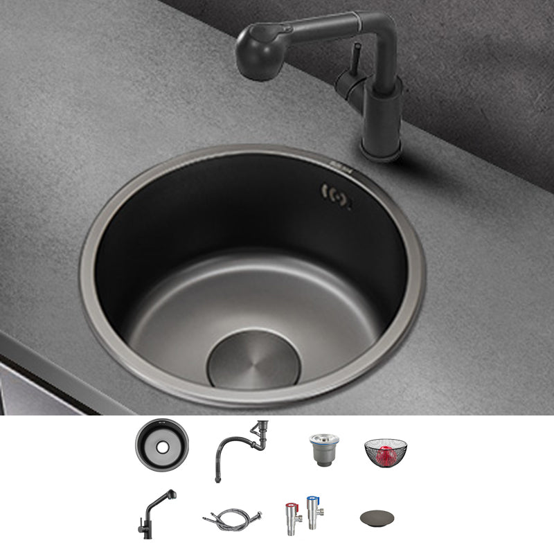 Kitchen Sink Round Single Bowl Fade Resistant Undermount Stainless Steel Kitchen Sink