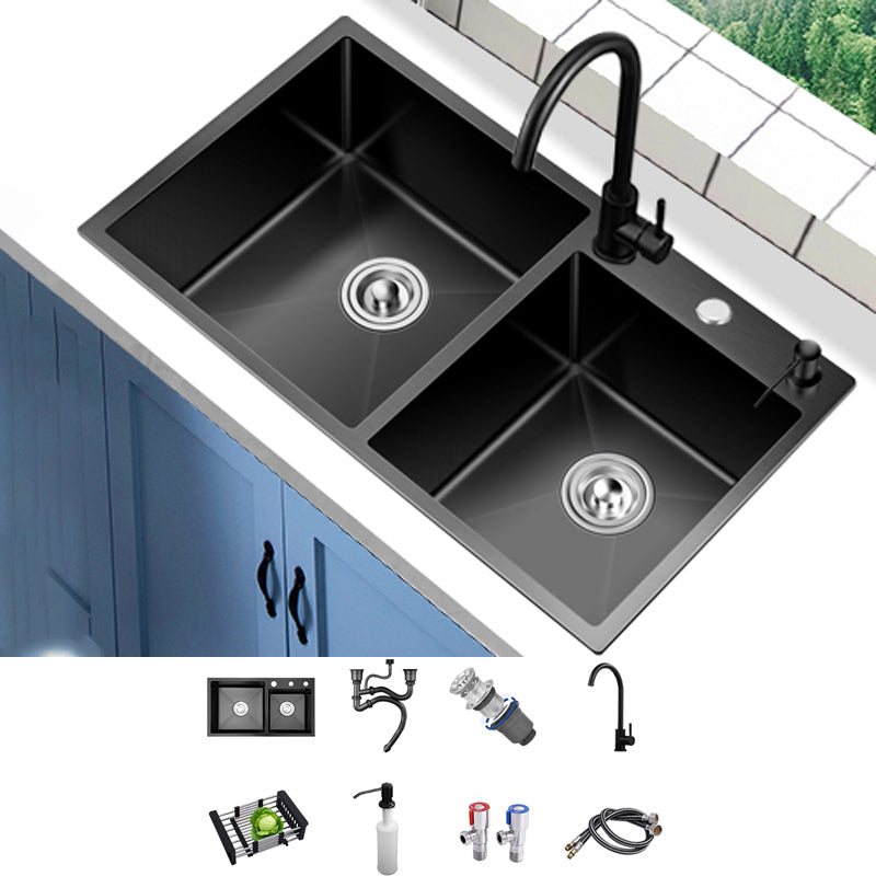 Scratch Resistant Kitchen Sink Stainless Steel Double Sink Black Undermount Kitchen Sink