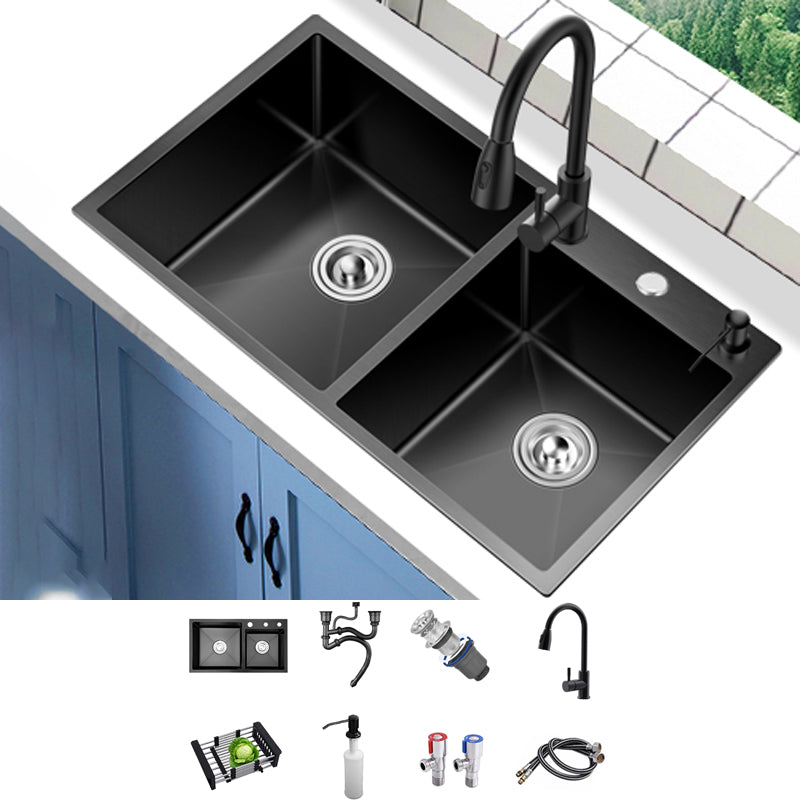 Scratch Resistant Kitchen Sink Stainless Steel Double Sink Black Undermount Kitchen Sink