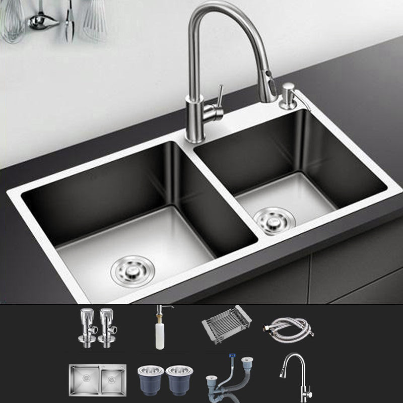 Modern Style Kitchen Sink Stainless Steel Kitchen Double Sink with Soundproofing