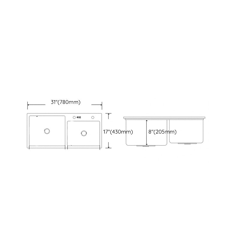 Modern Style Kitchen Sink Stainless Steel Kitchen Double Sink with Soundproofing