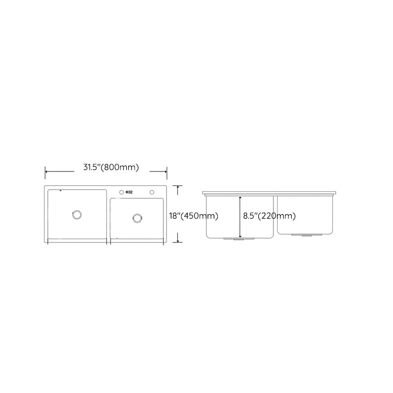 Modern Style Kitchen Sink Stainless Steel Kitchen Double Sink with Soundproofing