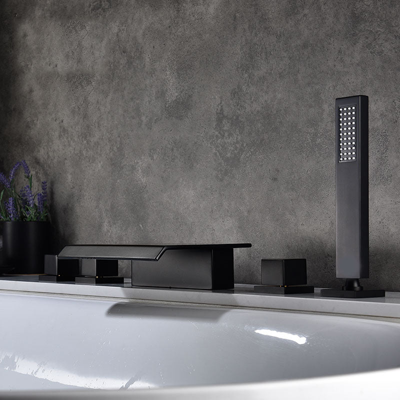 Modern Roman Tub Faucet with Waterfall Spout Deck Mount Bathroom Faucet