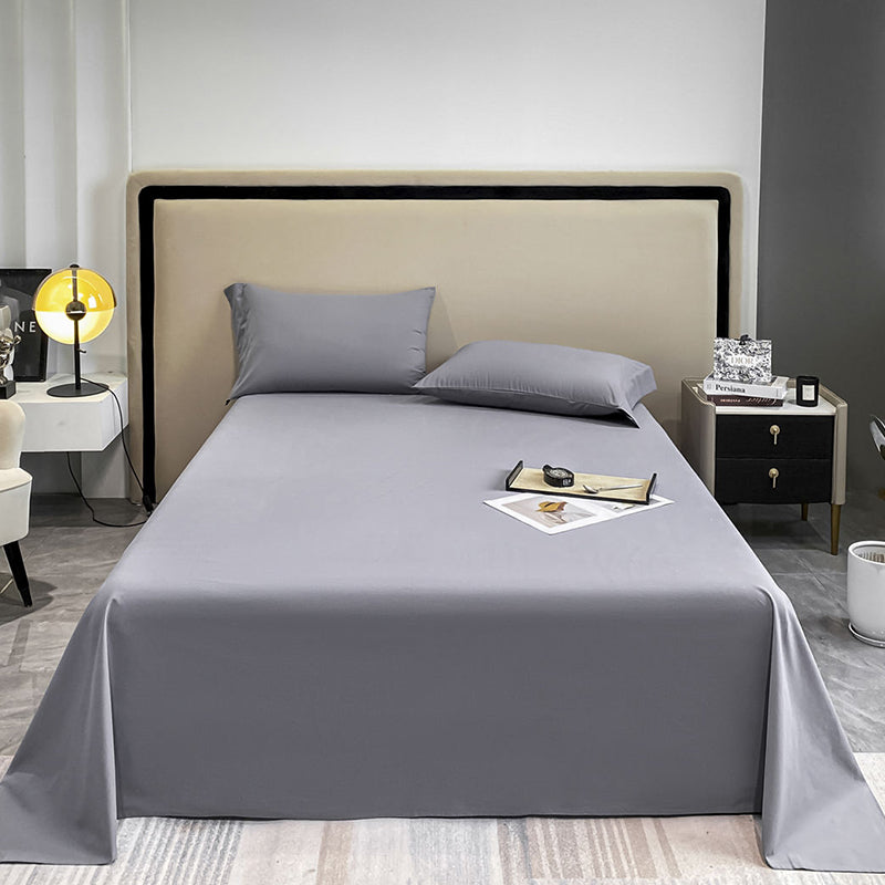 Modern Bed Sheet Set Solid Cotton Basic Fitted Sheet for Bedroom