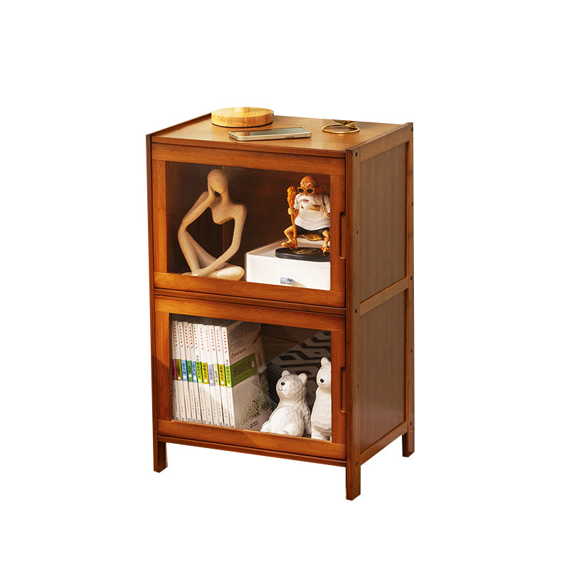 Modern Kids Nightstand Flat Top Wooden Youth Nightstand with Doors