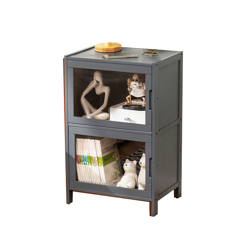 Modern Kids Nightstand Flat Top Wooden Youth Nightstand with Doors