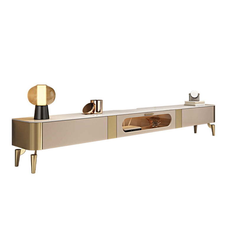 Glam TV Stand Console Stone Brown Media Console with Drawers