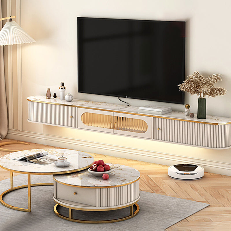 Glam TV Media Console Stone TV Stand Console for Living Room